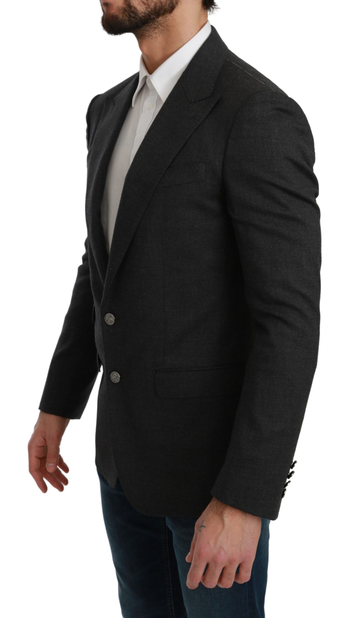 Graue NAPOLI Slim Fit Jacke Wollblazer
