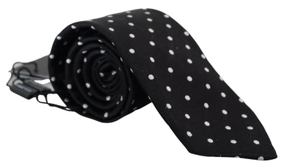 Schwarze Polka Dot Klassische Herren Krawatte Seidenkrawatte