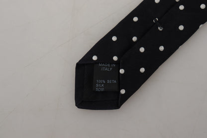 Schwarze Polka Dot Klassische Herren Krawatte Seidenkrawatte