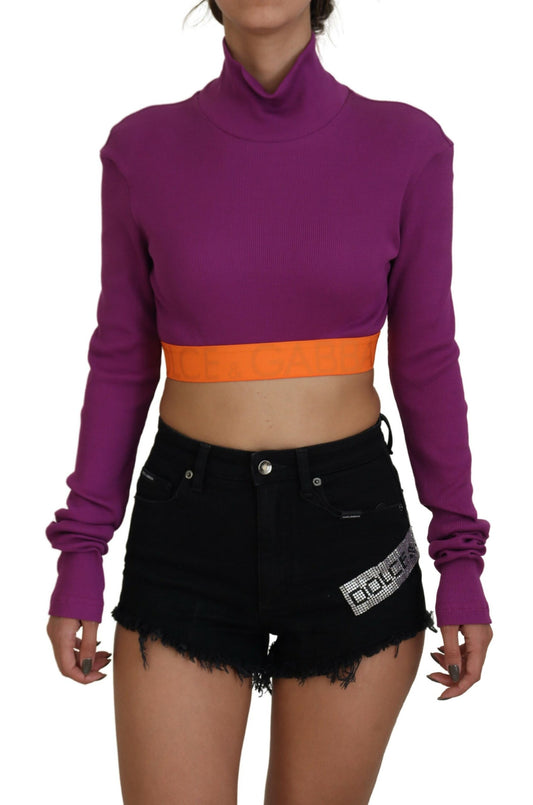 Lila Rollkragenpullover mit Cropped Pullover
