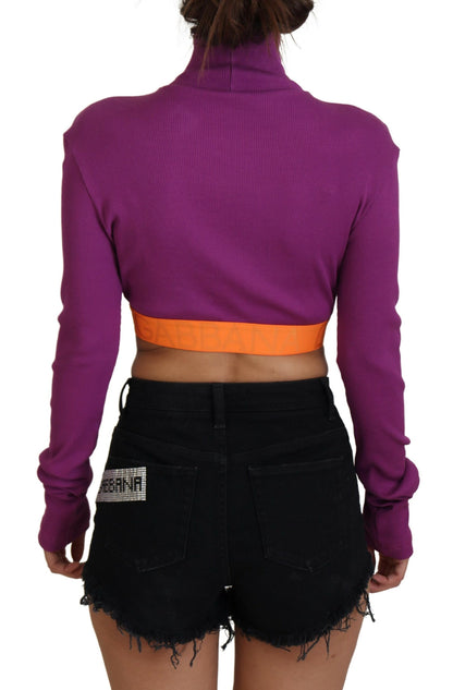 Lila Rollkragenpullover mit Cropped Pullover