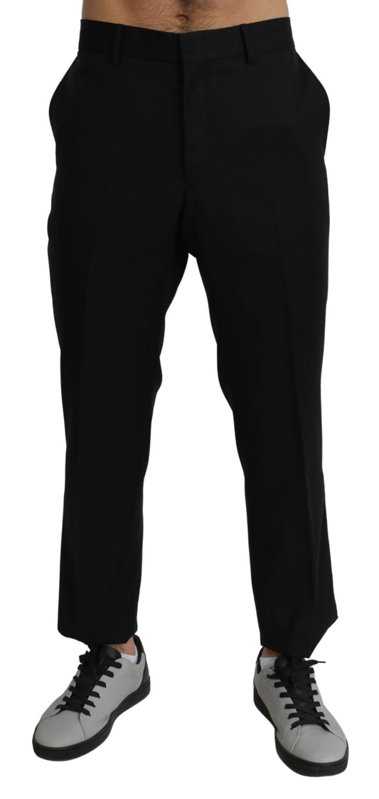 Schwarz Baumwolle Wolle Formal Dress Hose