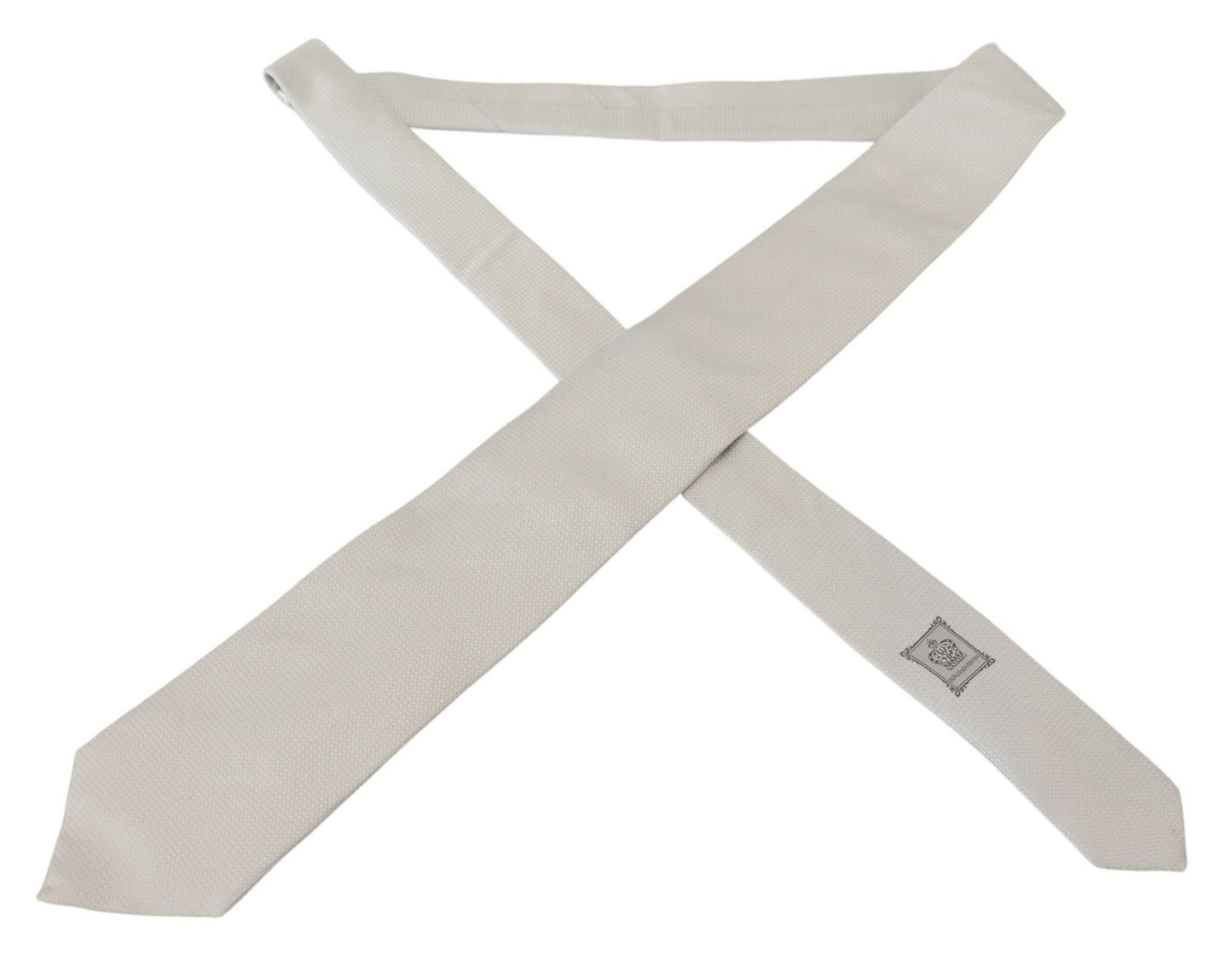 Off White Silk Patterned Narrow Herren Krawatte