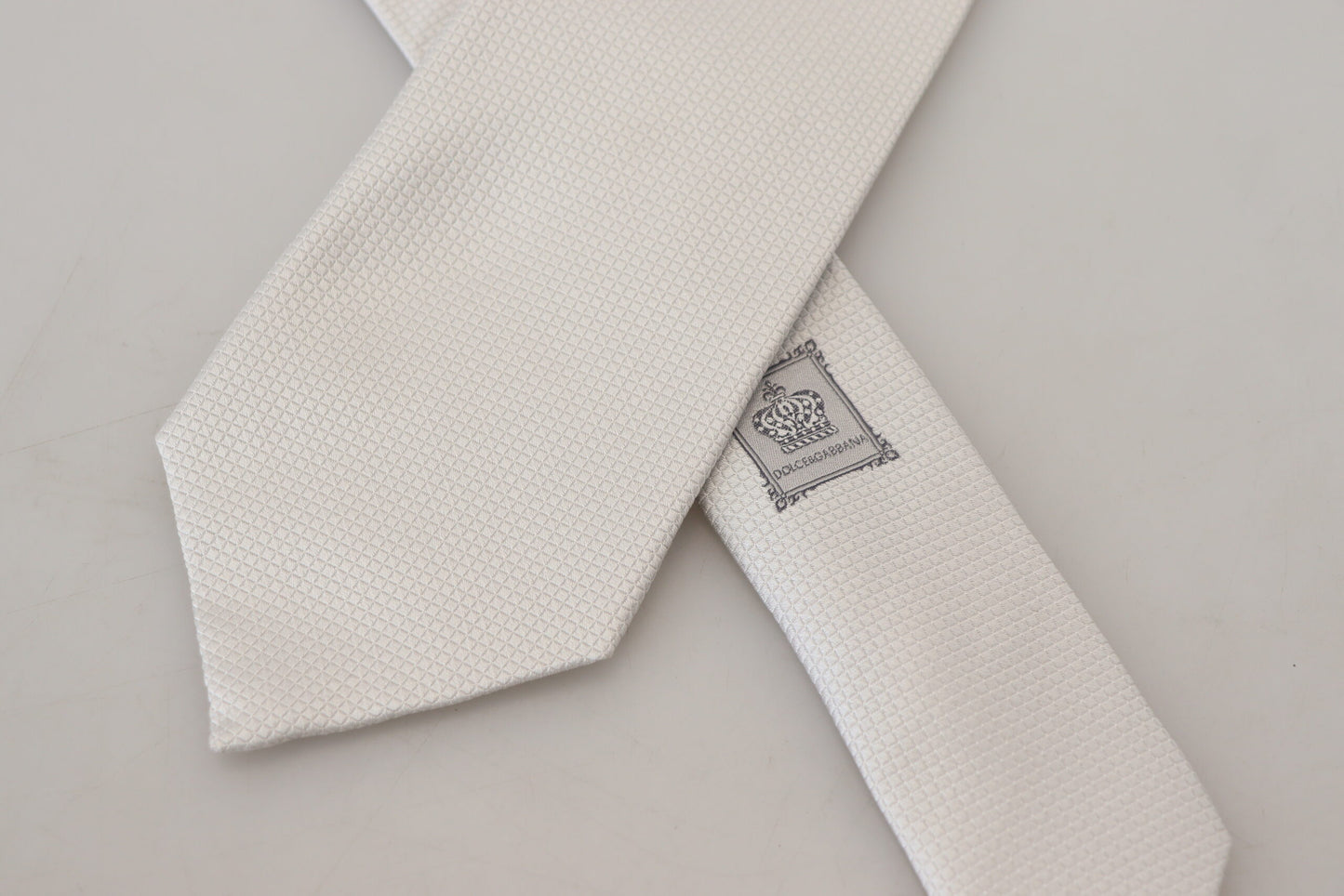 Off White Silk Patterned Narrow Herren Krawatte