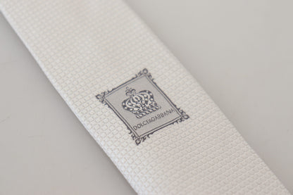 Off White Silk Patterned Narrow Herren Krawatte