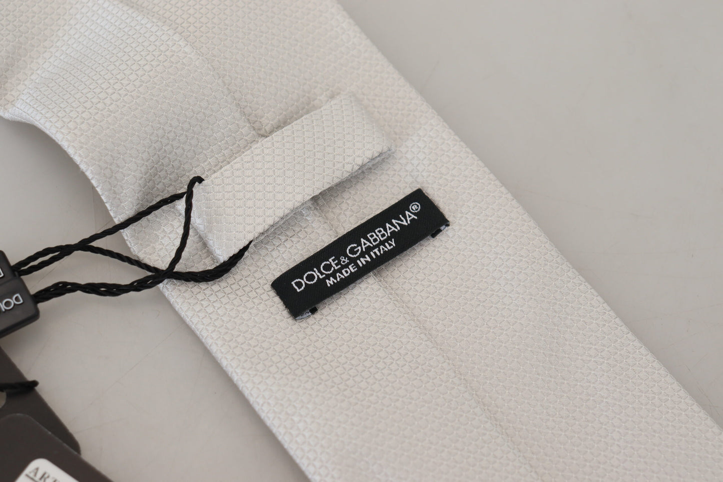 Off White Silk Patterned Narrow Herren Krawatte