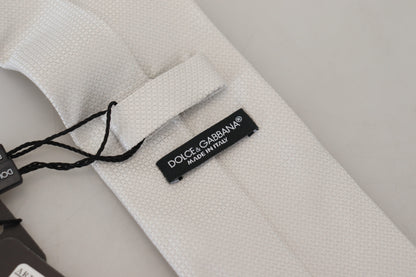 Off White Silk Patterned Narrow Herren Krawatte
