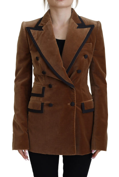 Brauner doppelreihiger Blazer Baumwolljacke