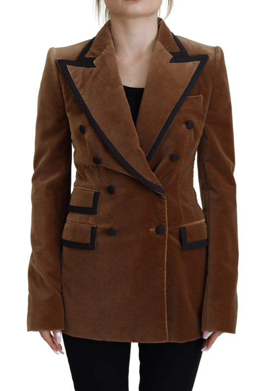 Brauner doppelreihiger Blazer Baumwolljacke