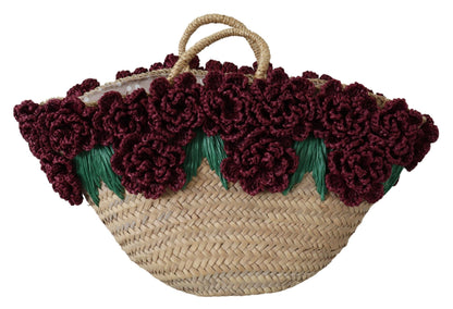Multicolor Straw Floral Handtasche Tote Frauen Geldbörse