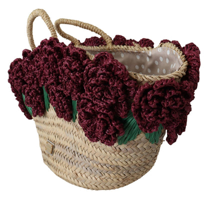 Multicolor Straw Floral Handtasche Tote Frauen Geldbörse