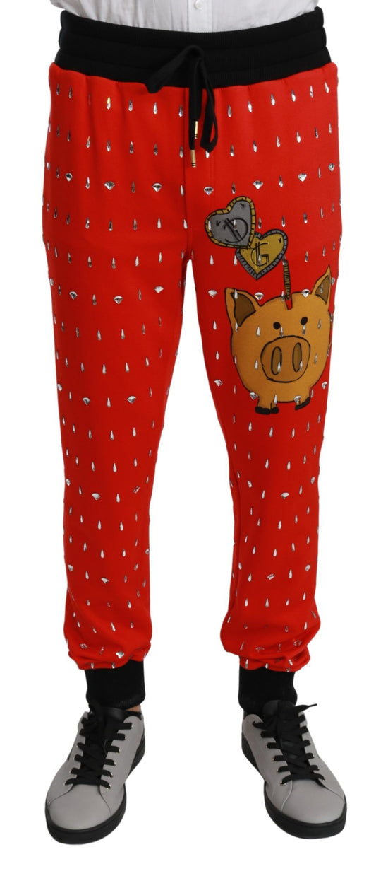 Rote Sparschwein-Baumwoll-Kristall-Hose Hose
