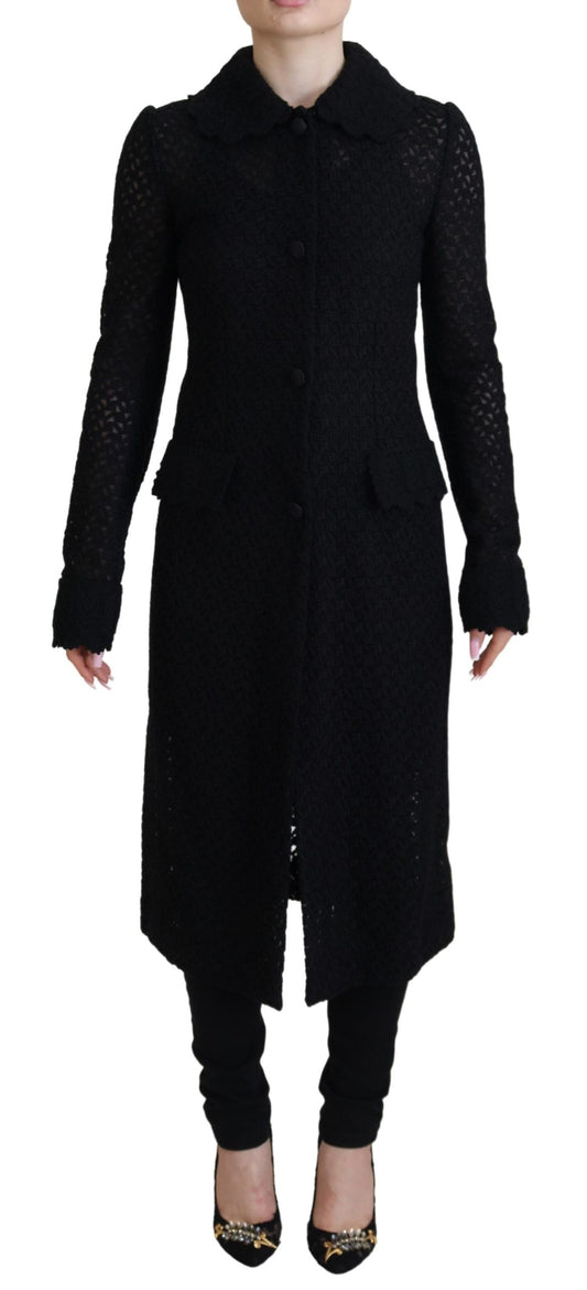 Schwarzer Button Down Long Blazer Baumwolljacke