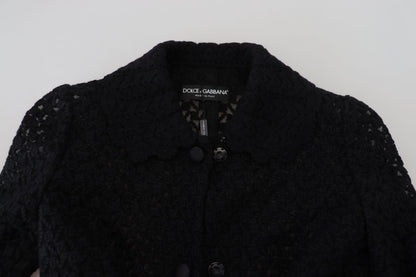 Schwarzer Button Down Long Blazer Baumwolljacke