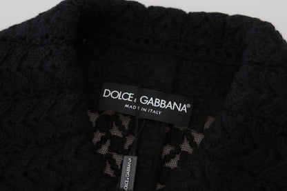 Schwarzer Button Down Long Blazer Baumwolljacke