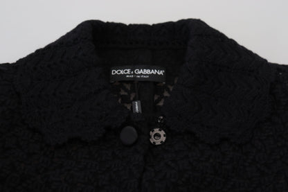 Schwarzer Button Down Long Blazer Baumwolljacke