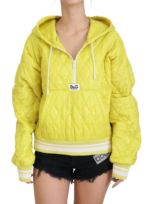 Gelbe Nylon Steppjacke mit Kapuze Pullover