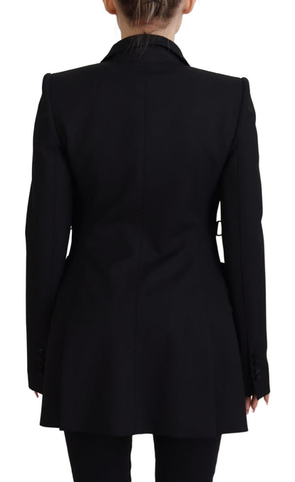 Schwarze langärmelige einreihige Jacke