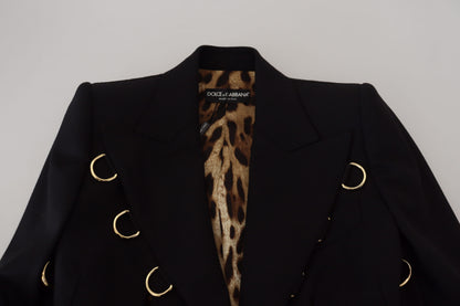 Schwarze langärmelige einreihige Jacke