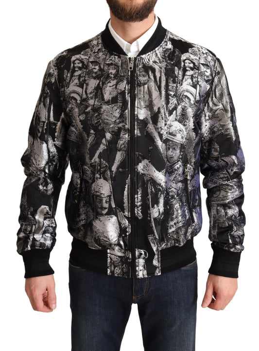 Schwarz Silber Puppi Motiv Bomberjacke