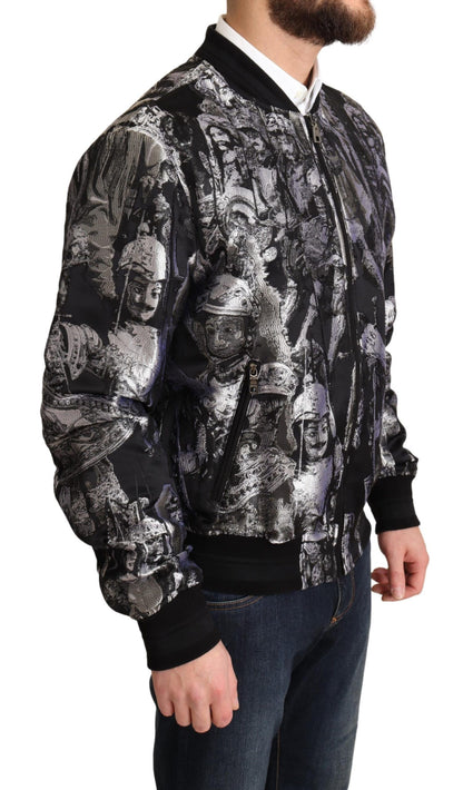 Schwarz Silber Puppi Motiv Bomberjacke
