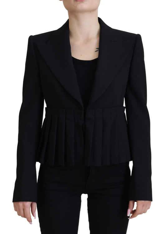 Schwarzer einreihig geschnittener Blazer Wolljacke