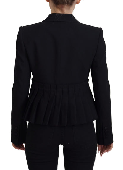 Schwarzer einreihig geschnittener Blazer Wolljacke