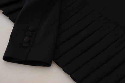 Schwarzer einreihig geschnittener Blazer Wolljacke
