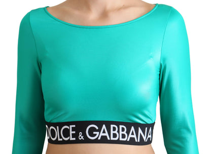 Grünes langärmeliges DG Logo Bluse Cropped Top