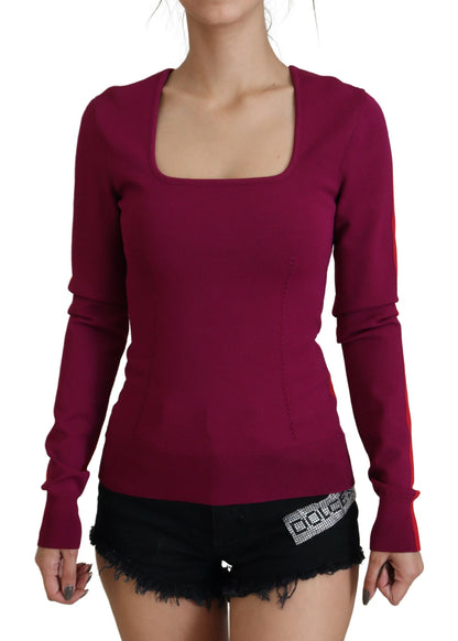 Multicolor Viskose Pullover mit quadratischem Ausschnitt