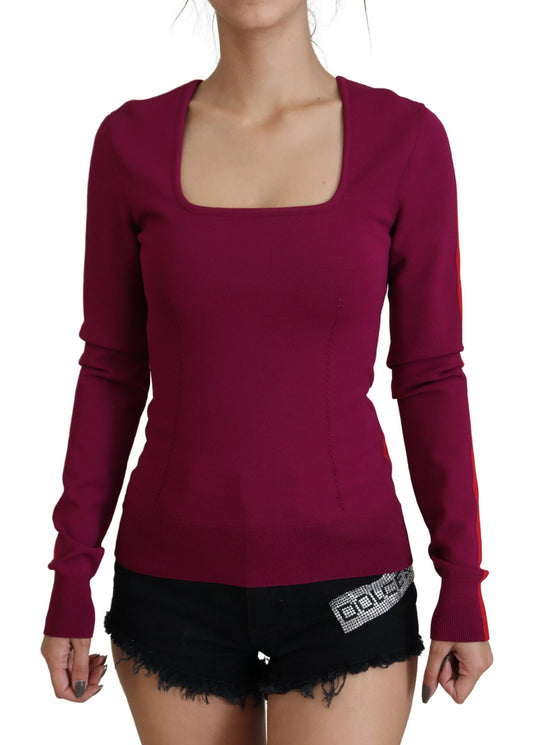 Multicolor Viskose Pullover mit quadratischem Ausschnitt