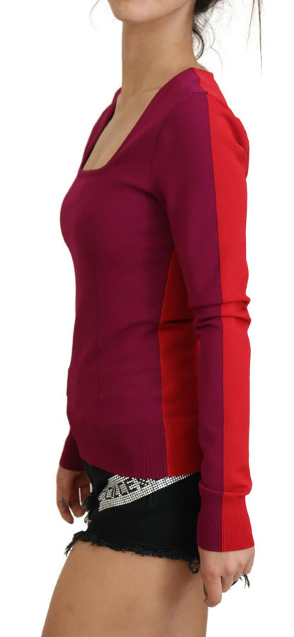 Multicolor Viskose Pullover mit quadratischem Ausschnitt