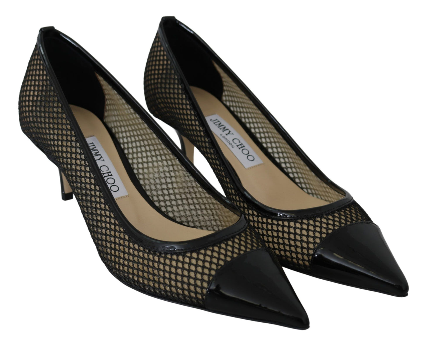 Schwarze Amika 50 Pumps aus Mesh und Leder