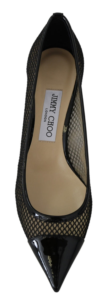 Schwarze Amika 50 Pumps aus Mesh und Leder