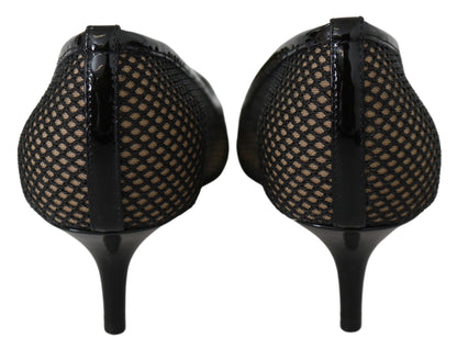 Schwarze Amika 50 Pumps aus Mesh und Leder