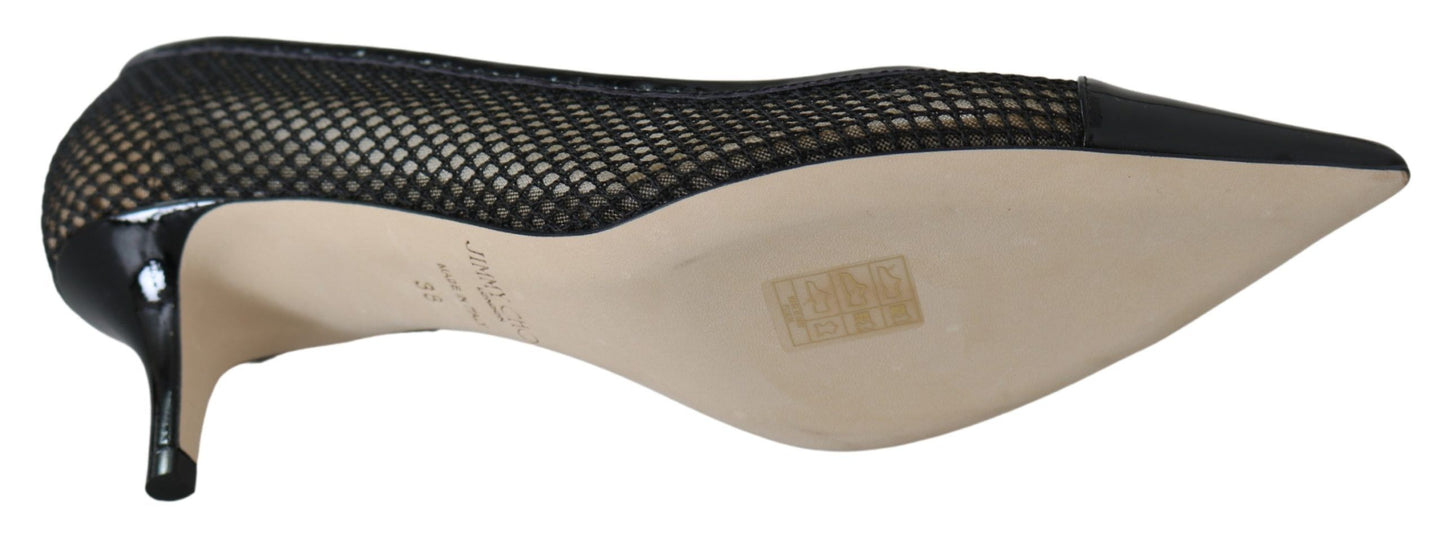 Schwarze Amika 50 Pumps aus Mesh und Leder