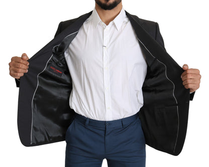 Grauer einreihiger Wollmantel Blazer