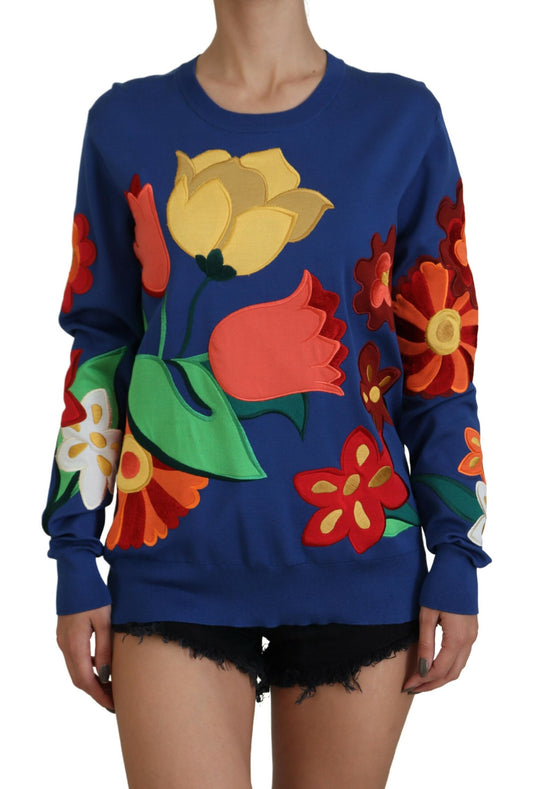 Multicolor Seidenpullover mit Blumenmuster