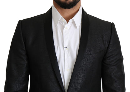 Schwarzer einreihiger Jacquard-Blazer aus GOLD