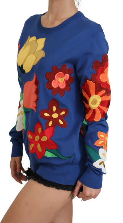 Multicolor Seidenpullover mit Blumenmuster
