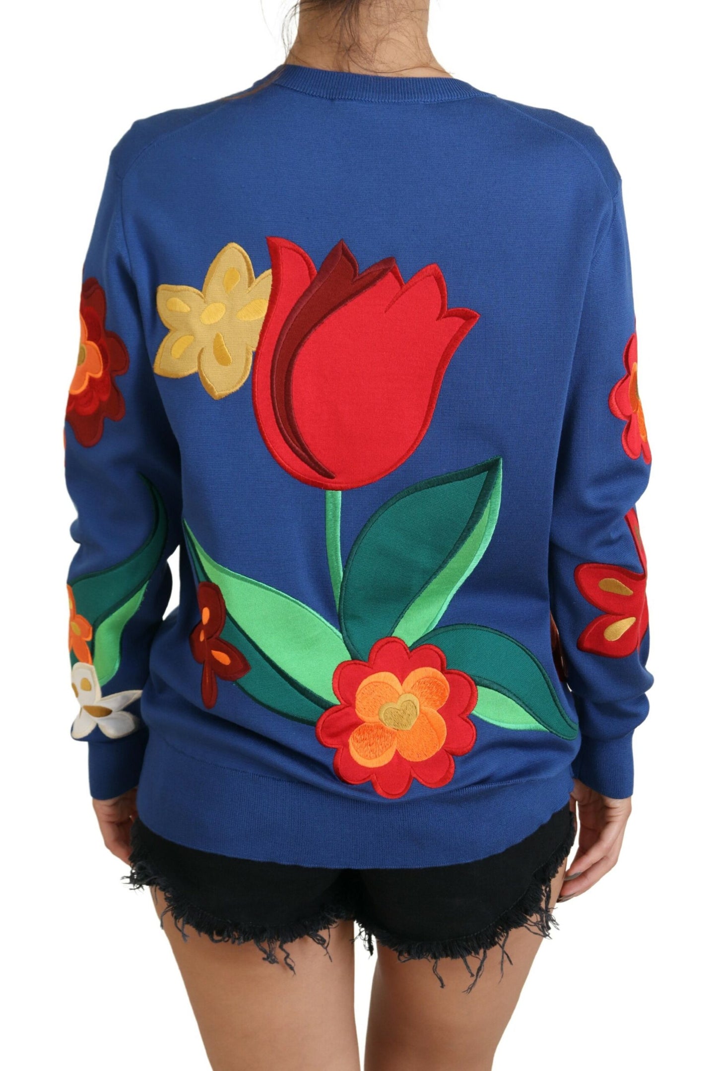 Multicolor Seidenpullover mit Blumenmuster