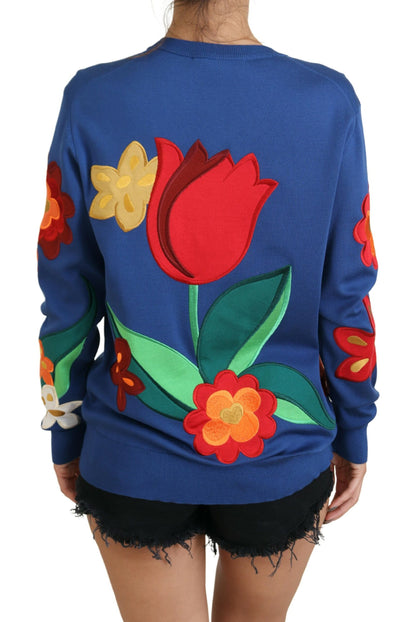 Multicolor Seidenpullover mit Blumenmuster