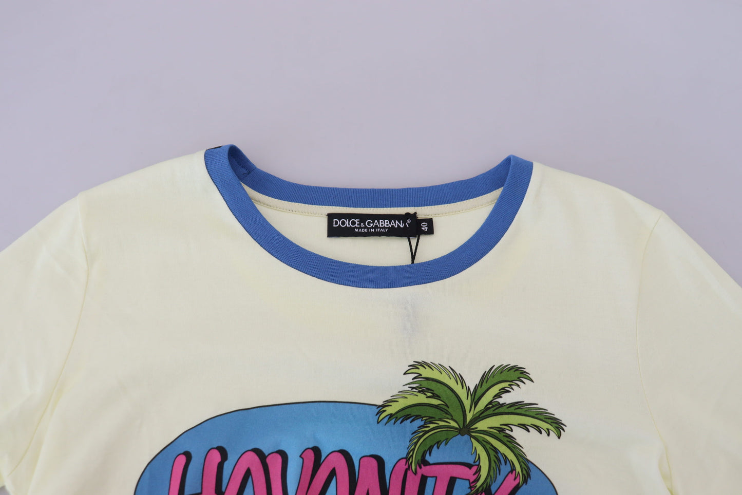 Gelbes Havanity Tee mit Rundhalsausschnitt Baumwoll-T-Shirt