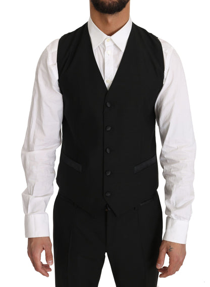 Schwarze Wolle Kleid Weste Gillet Vest