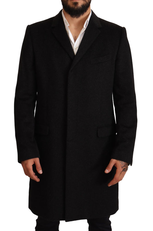 Grauer langer Kaschmirmantel Jacke
