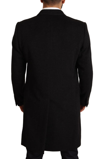 Grauer langer Kaschmirmantel Jacke