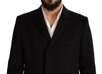 Grauer langer Kaschmirmantel Jacke