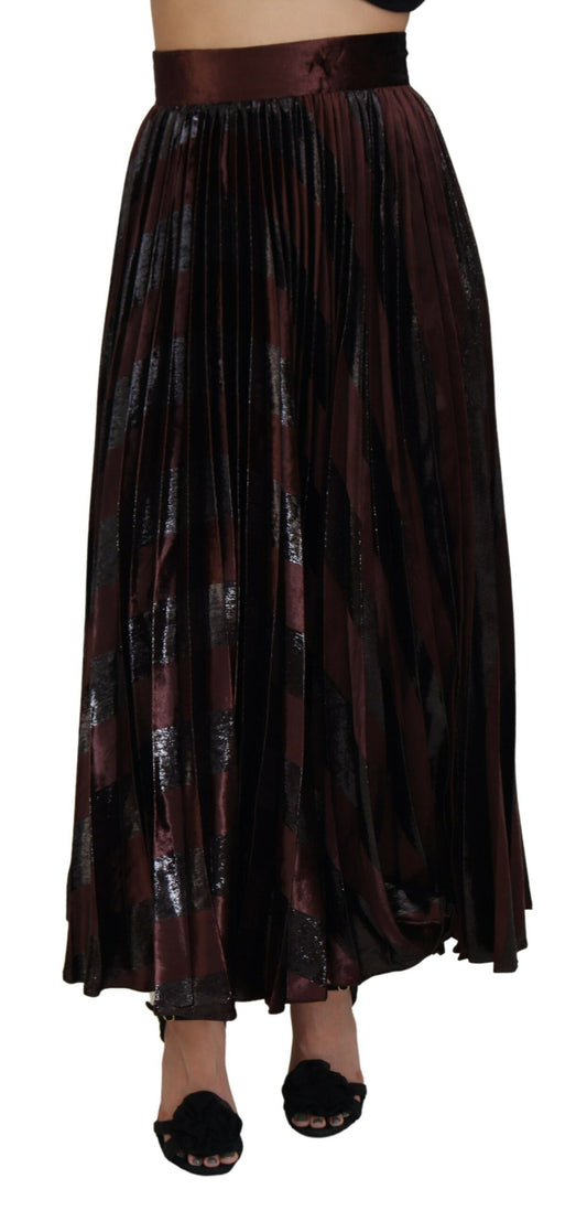Brauner Polyester-Maxirock mit hoher Taille und A-Linie