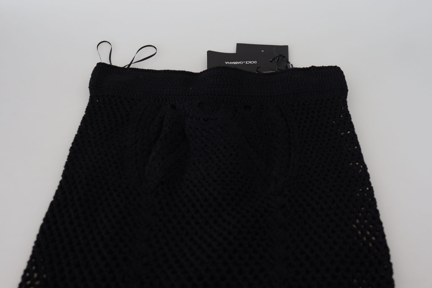 Schwarzer Baumwollstrickrock mit hoher Taille für Meerjungfrauen