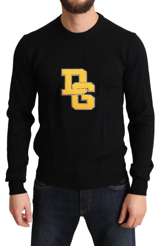 Schwarz-Gelb DG Logo Strickpullover aus Wolle